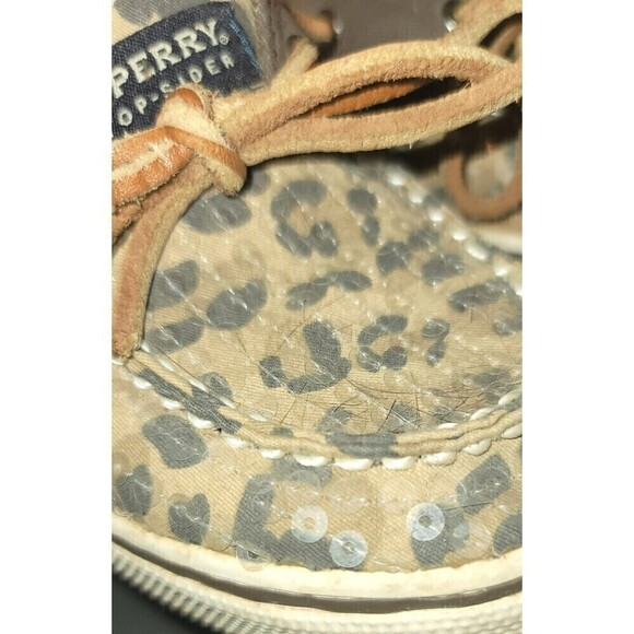 Sperry Top-Sider Shoe Bahama Boat Shoe Sequins Animal Print - Size 4 - Picture 11 of 13